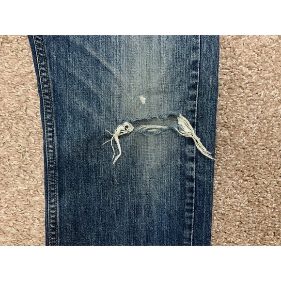 Levis 505 Regular Fit Blue Distressed 33x32 Men’s Jeans Ripped - Picture 5 of 14